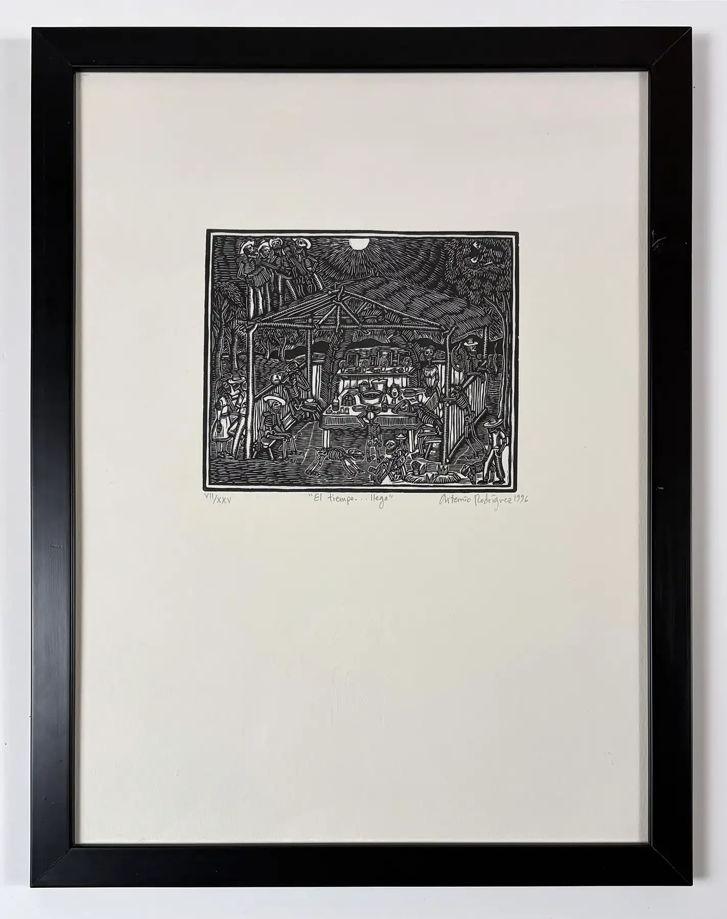 Framed picture of Linocut print by Artemio Rodríguez s