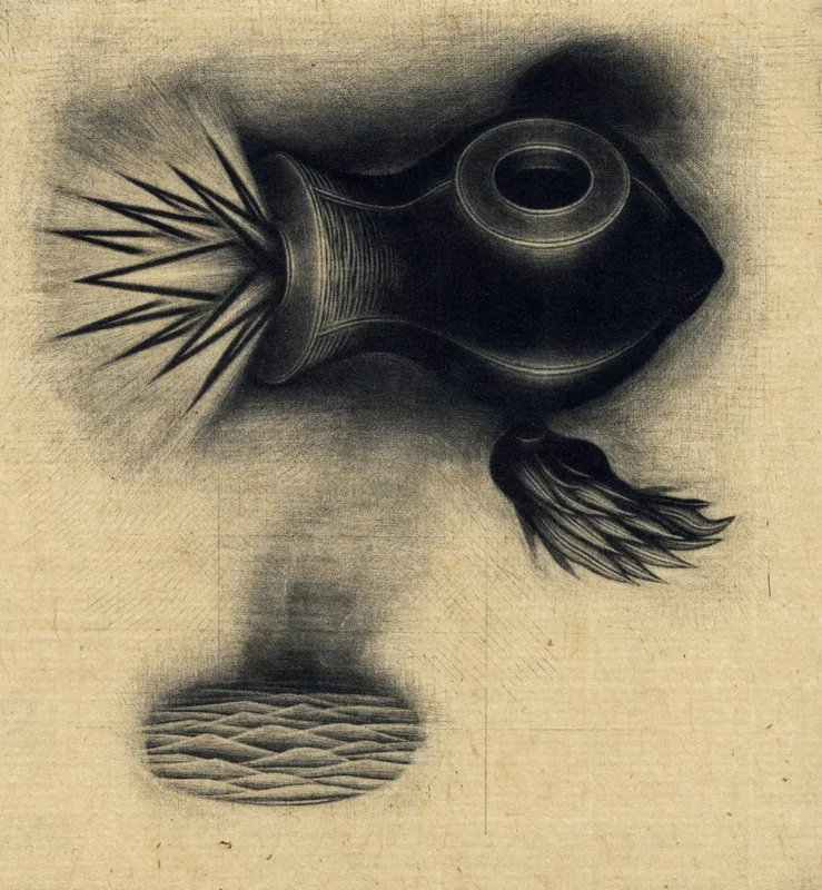 Sean Caulfield Phlegyas mezzotint inspired by Greek mythology and Dante's Inferno