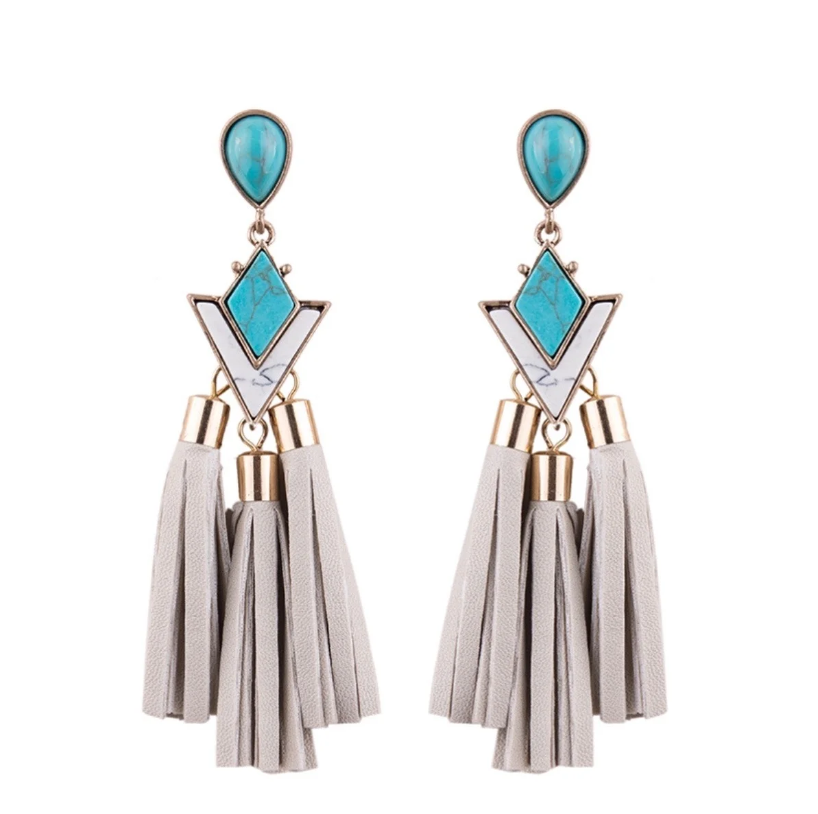 Blue Marble 3-Tassel Earring