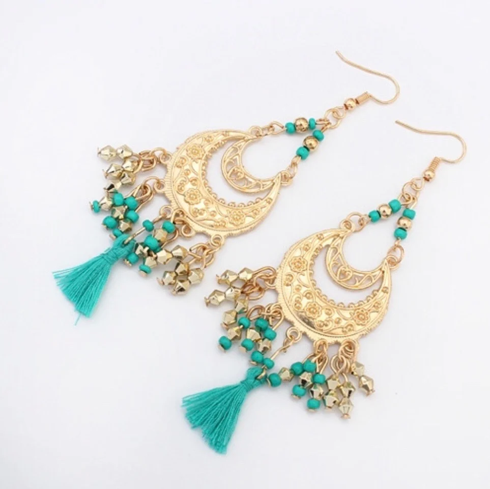 Half-Moon Tasseled Earring