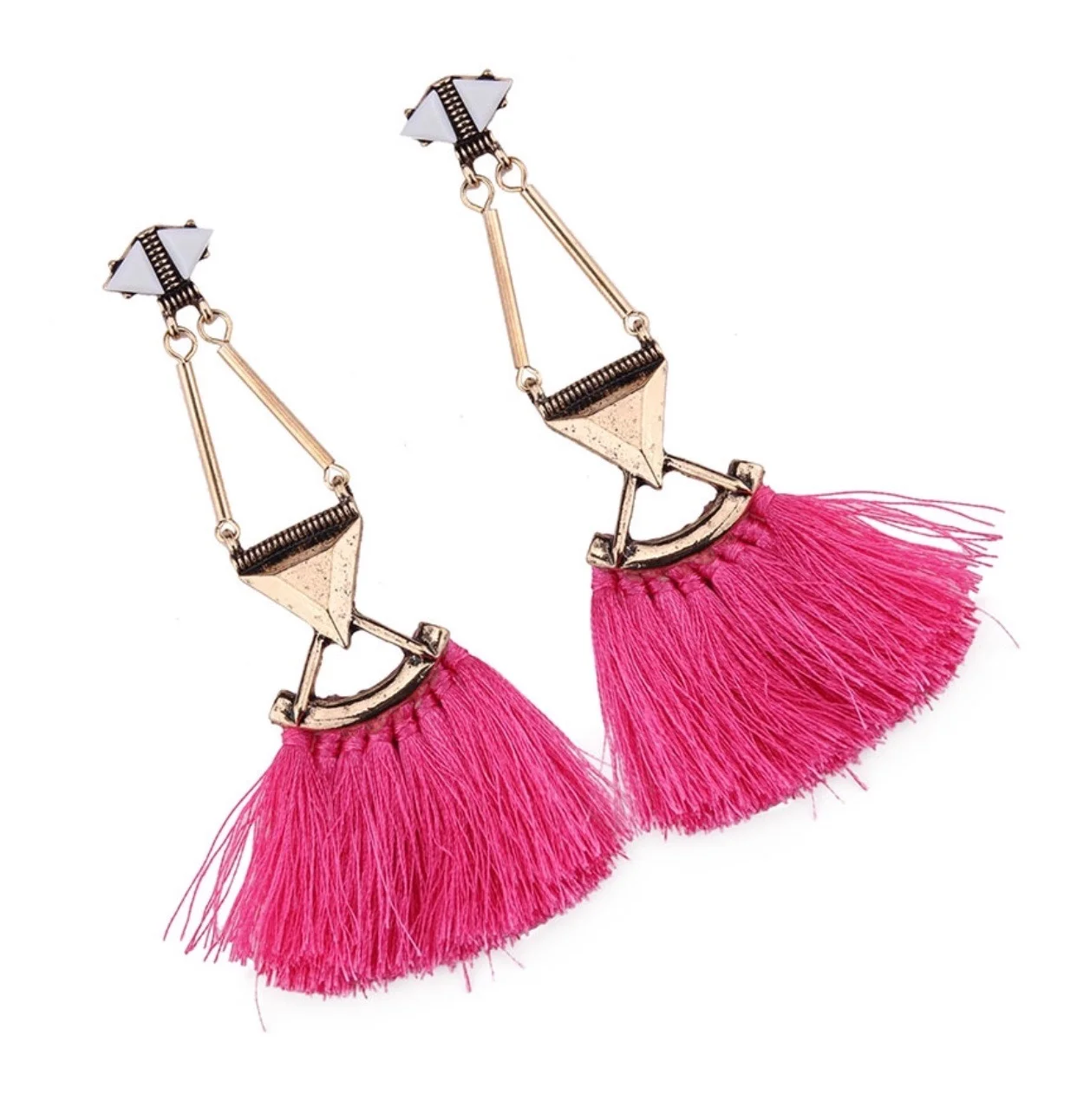 Bohemian Triangle Tassel Earring 