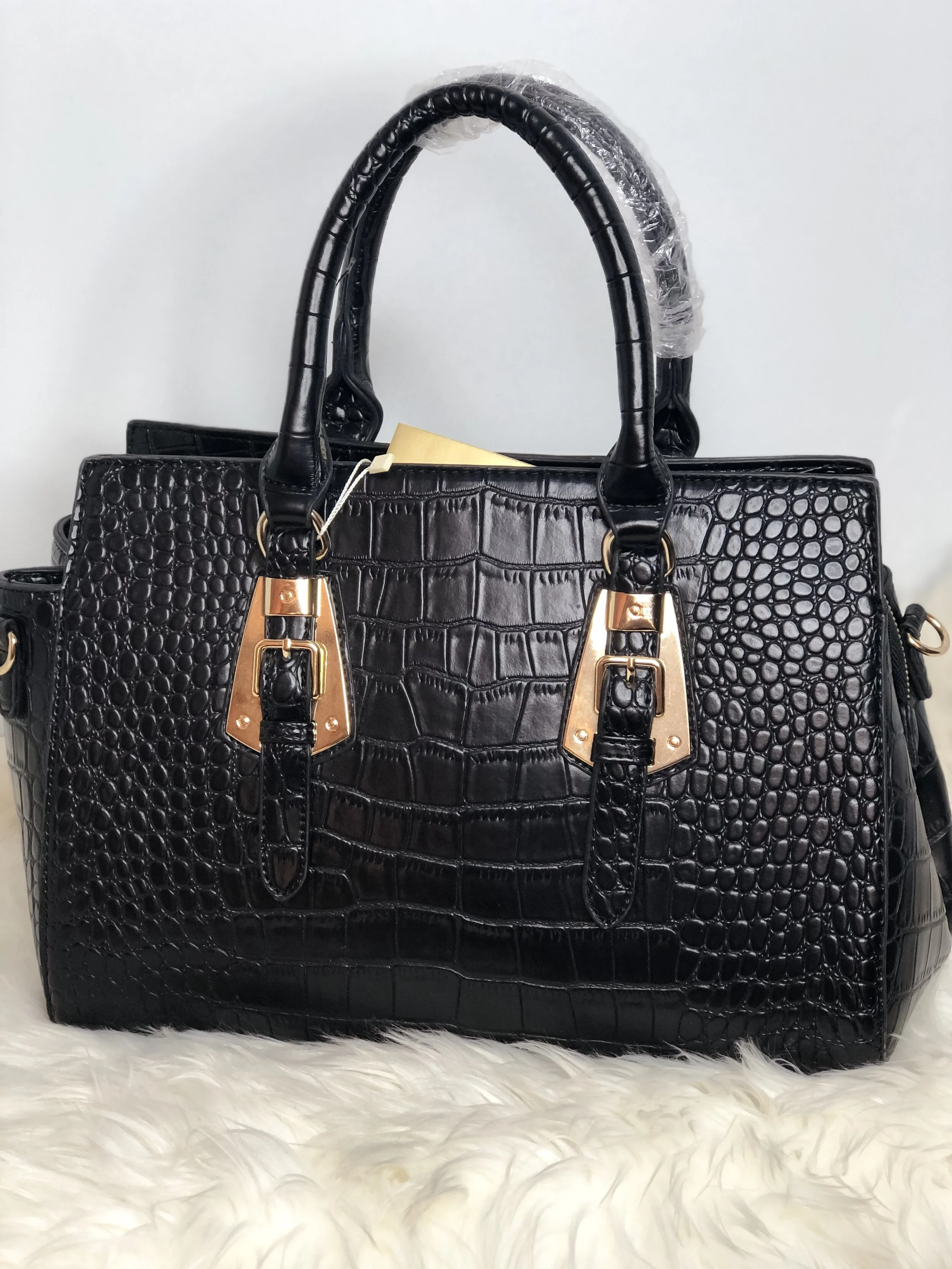 Croc Handbag w/ Large Buckles