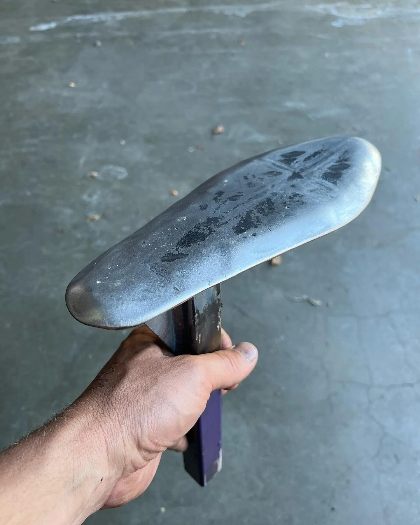 I fabricated a metal foot/cobblers anvil so I could resole my boots.

Hard work. Learned a lot. Pretty sure those nice new soles are NOT staying put&hellip; 

Metal foot worked great for wrestling the old soles off and then sanding and prepping etc&h