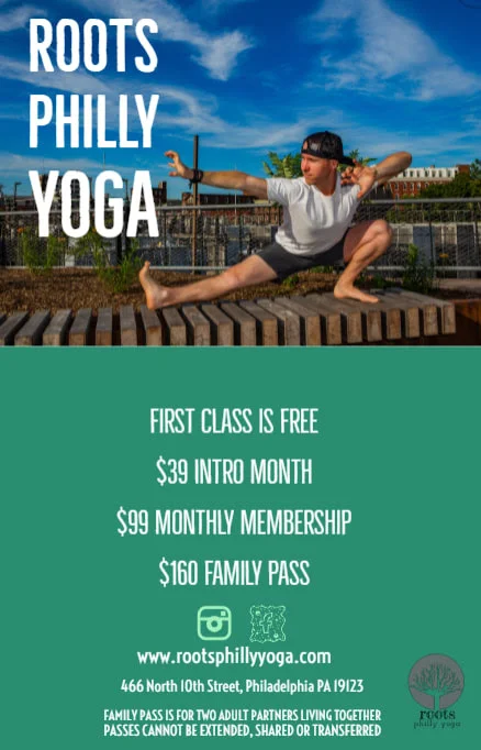 Roots Philly Yoga New Schedule and Pricing