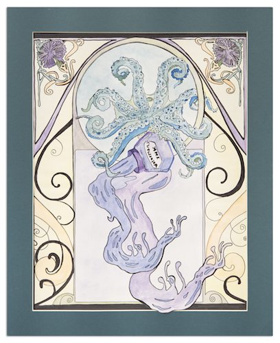 octopus ink art deco style art image