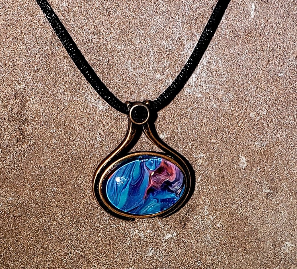 Oval Pendant Drop Blue and Purple