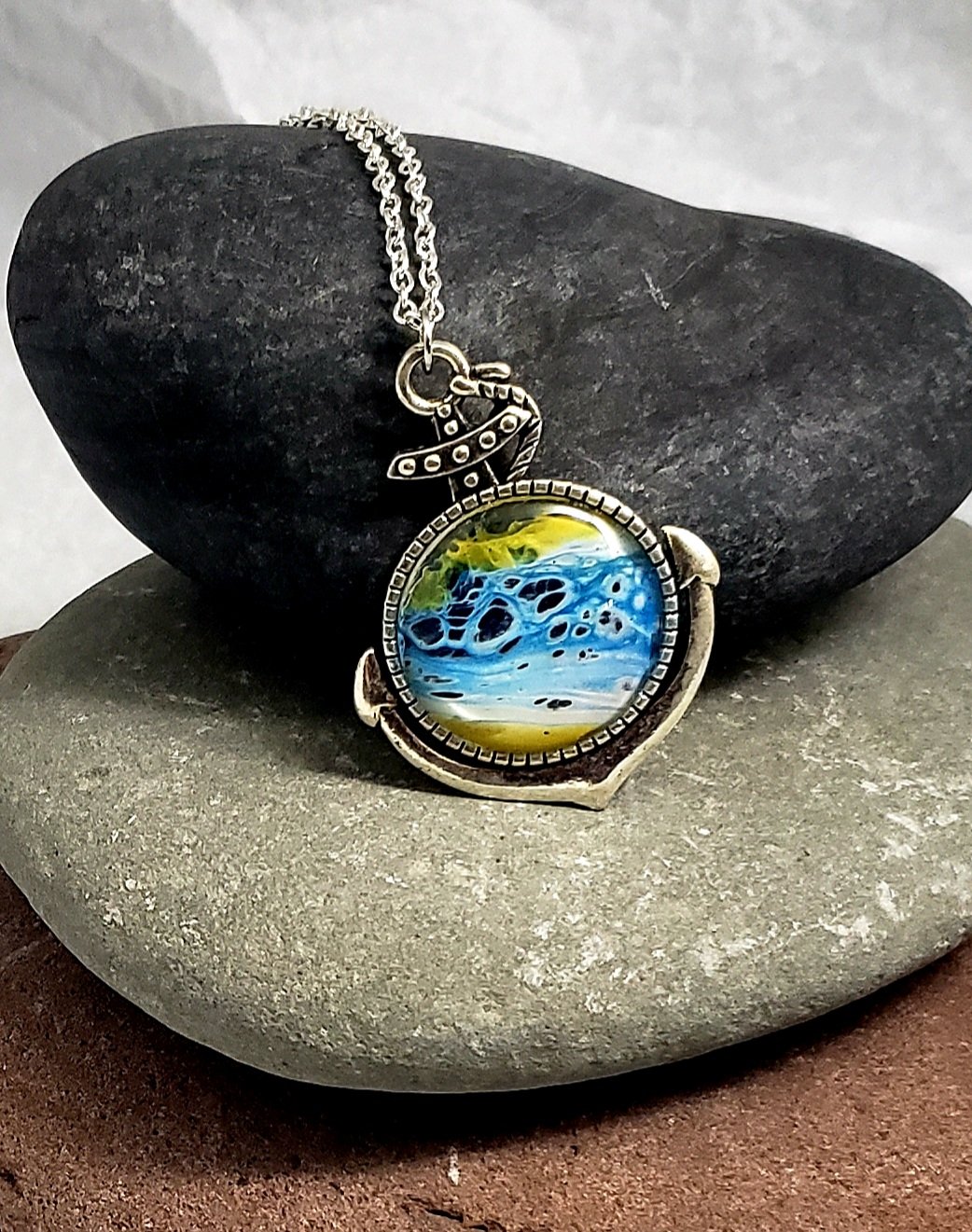 Anchor Necklace Yellow and blue