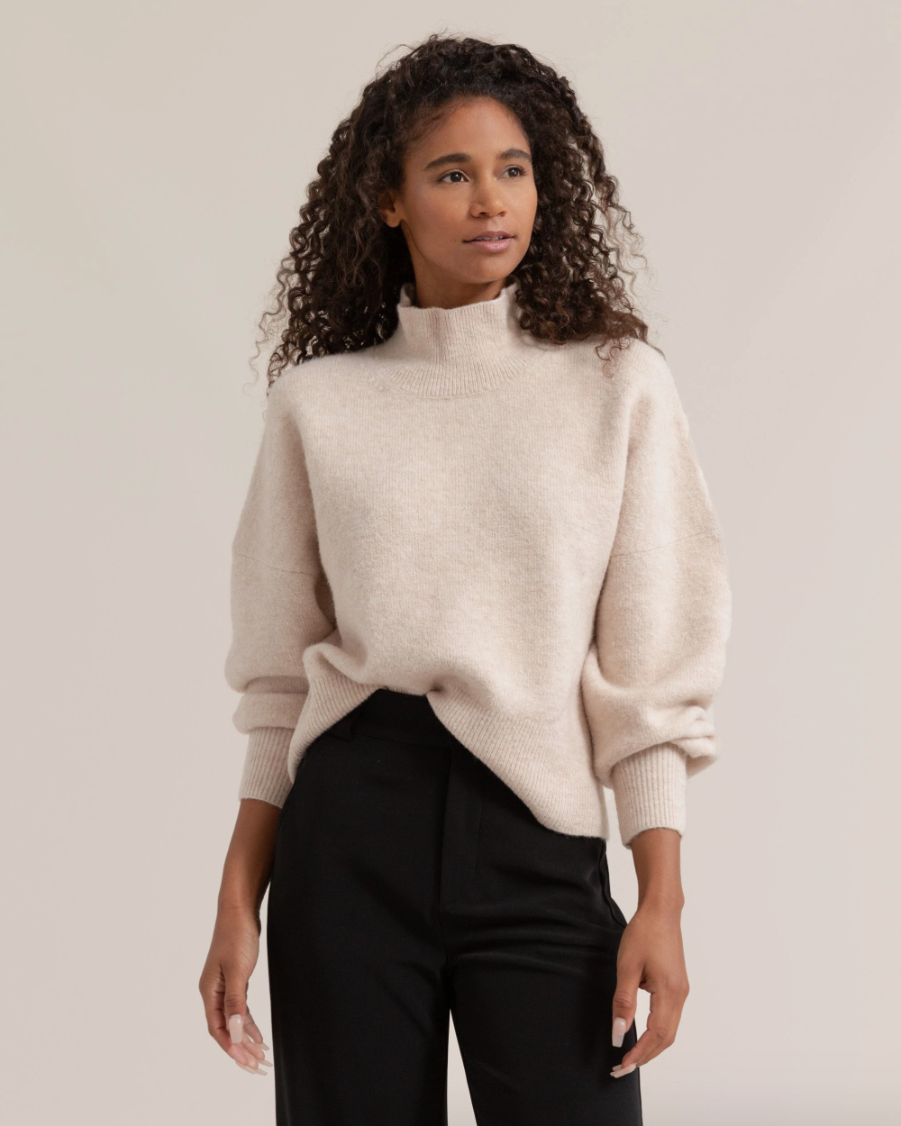 Isla Oversized Mock-Neck Sweater