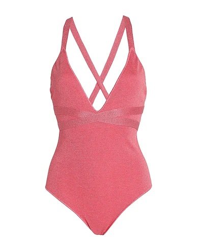 Pink V-neck one piece swimsuit