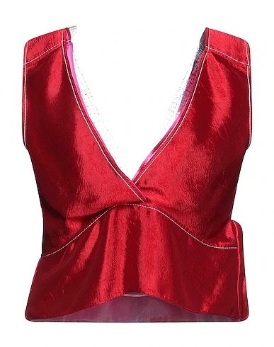 marni red v neck tank top sateen