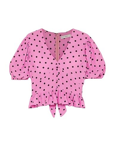 faithfull the brand pink polka dot puff sleeve blouse