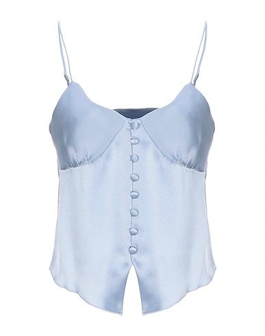 nanuska baby blue satin tank top with buttons