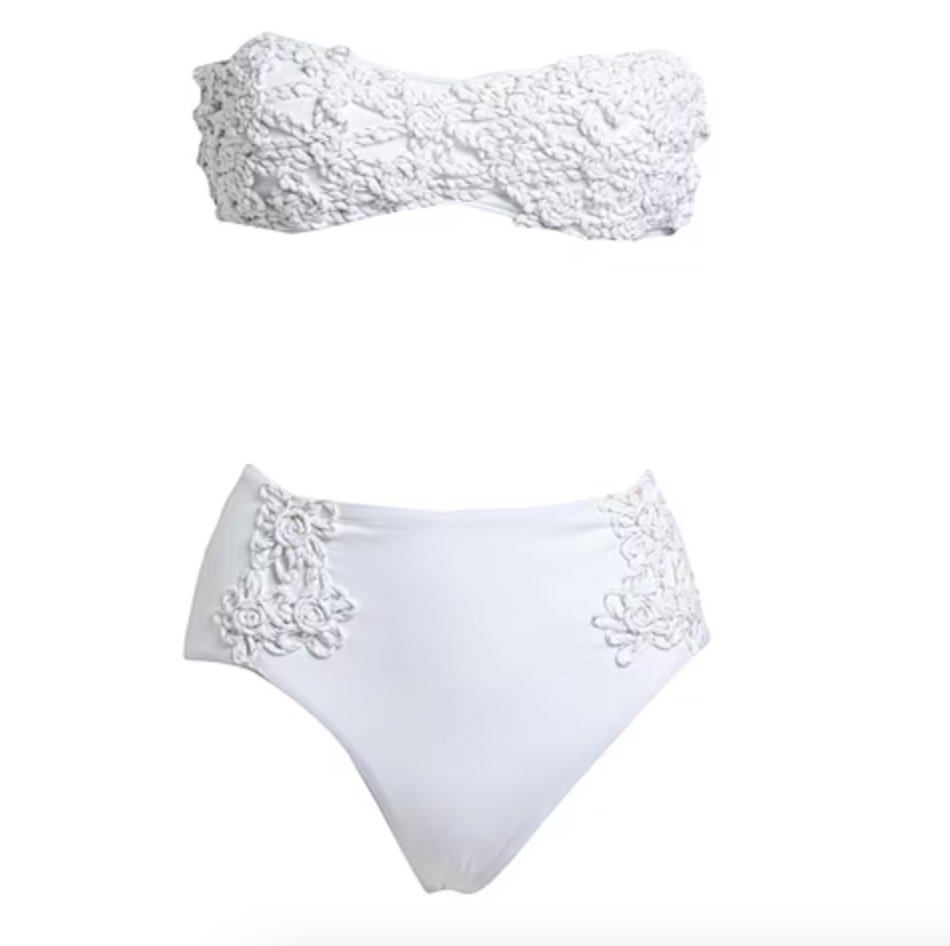 White Floral Bikini Set