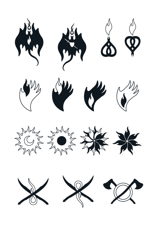 Chapter designs for the Brazilian edition ( A Caçadora de Dragões) , illustrated by Kako