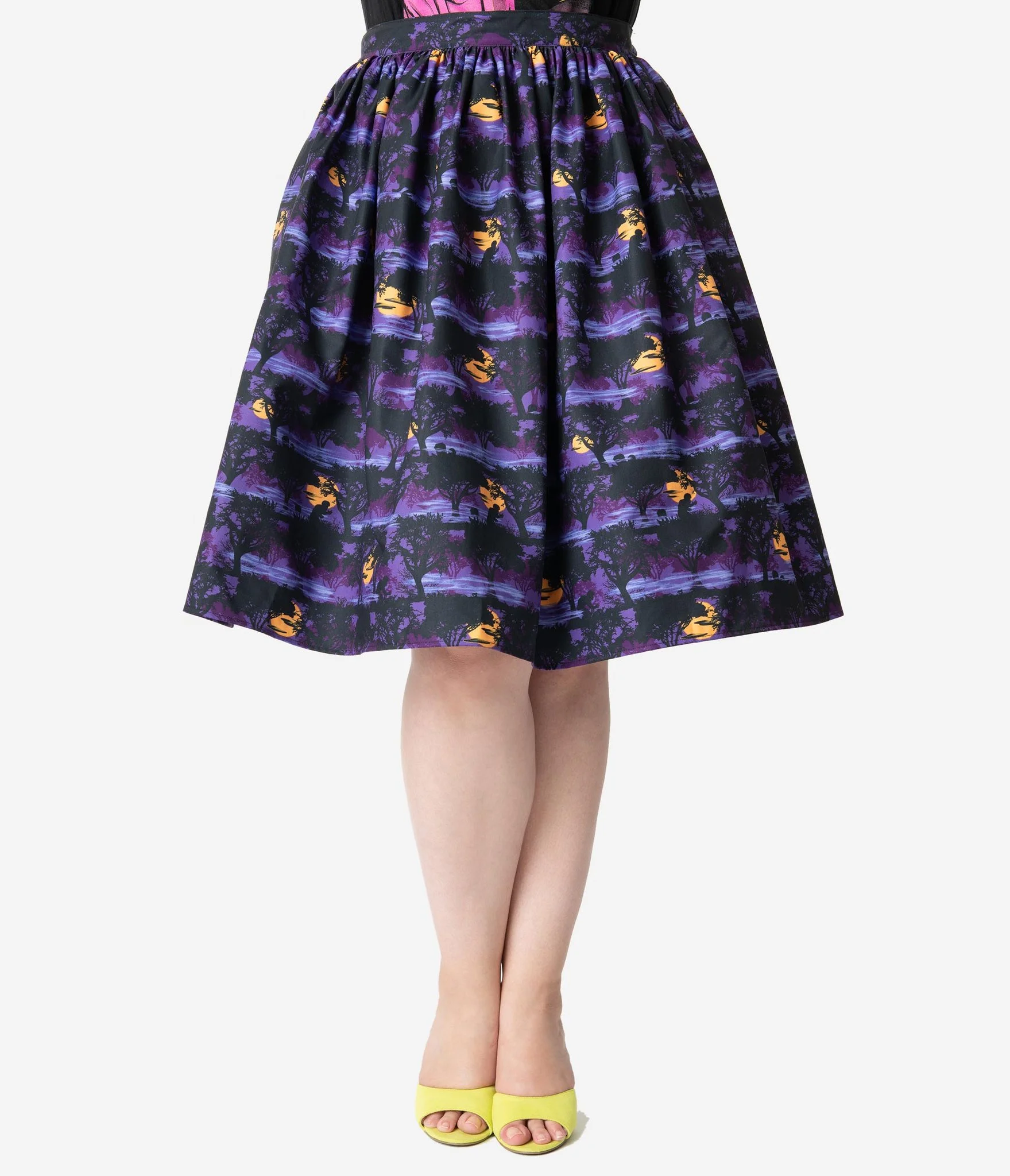 Universal Monsters x Unique Vintage Plus Size The Wolf Man Print High Waist Circle Swing Skirt