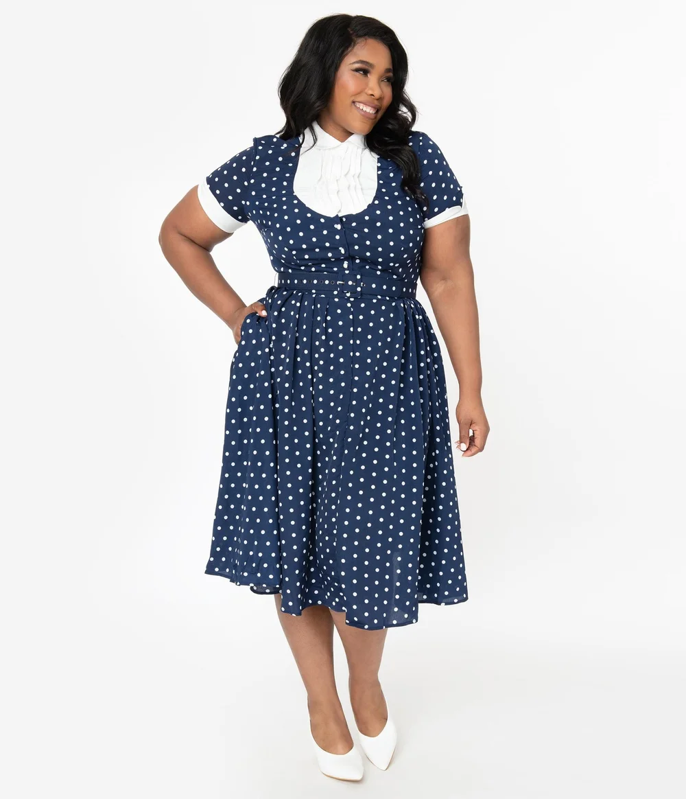 lucille ball blue polka dot dress Women's Plus Size I Love Lucy Polka Dot Dress
