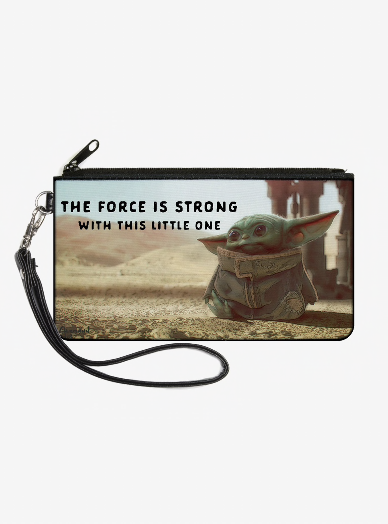 Star Wars The Mandalorian The Child The Force is Strong Wallet Canvas Zip Clutch