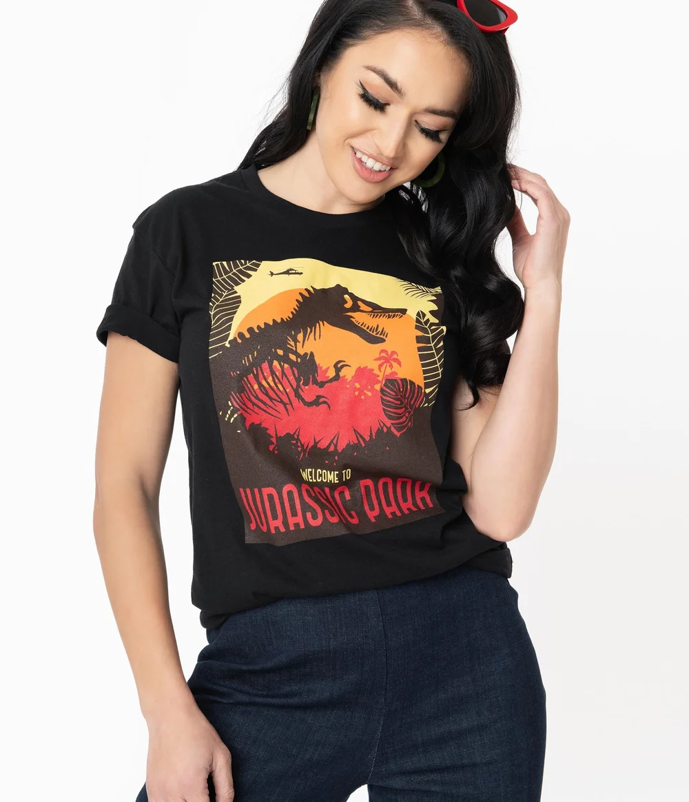 Jurassic Park Women's Racerback Tank Top | Dinosaur Action_Dino Shirt - Casual Sleeveless Tee
