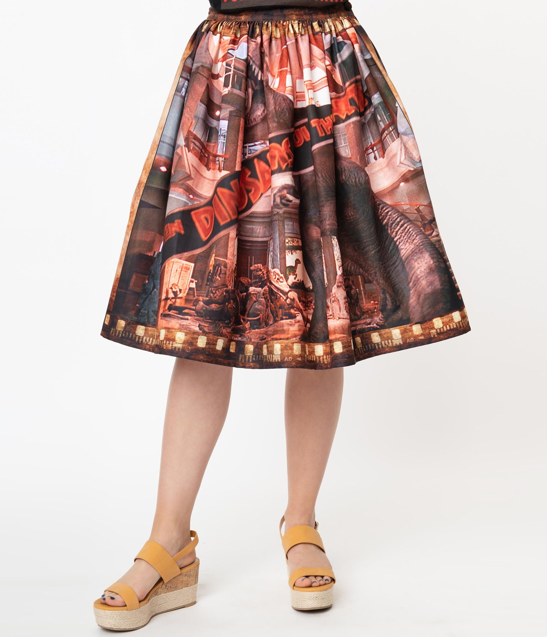 Jurassic Park x Unique Vintage When Dinosaurs Ruled The Earth Swing Skirt