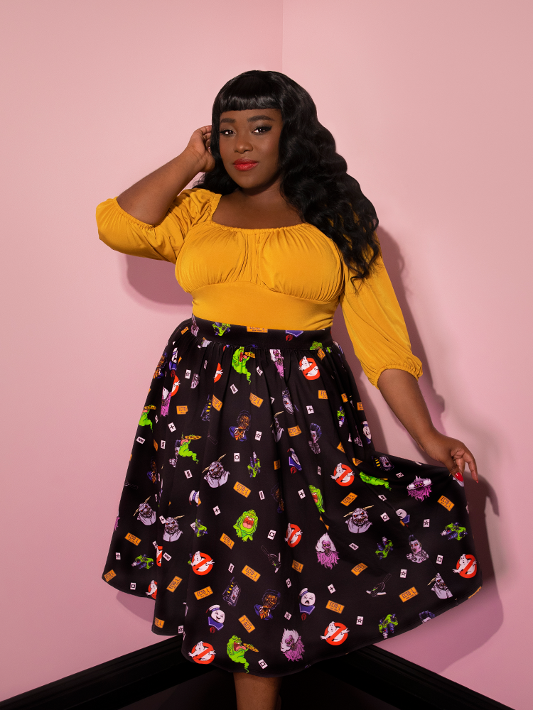PRE ORDER - GHOSTBUSTERS™ VACATION SWING SKIRT IN 80'S NOVELTY PRINT
