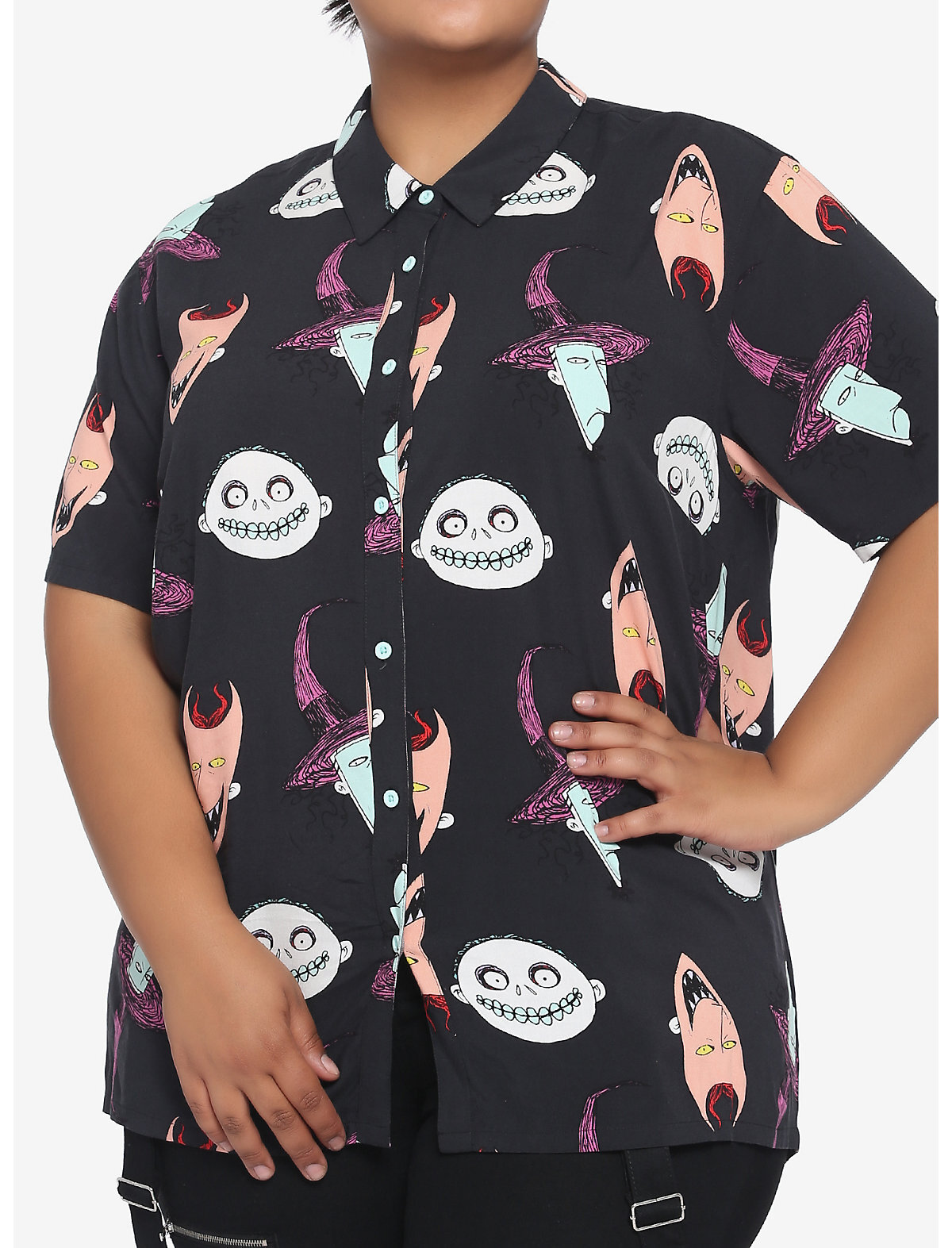 The Nightmare Before Christmas Oogie's Boys Girls Woven Button-Up Plus Size