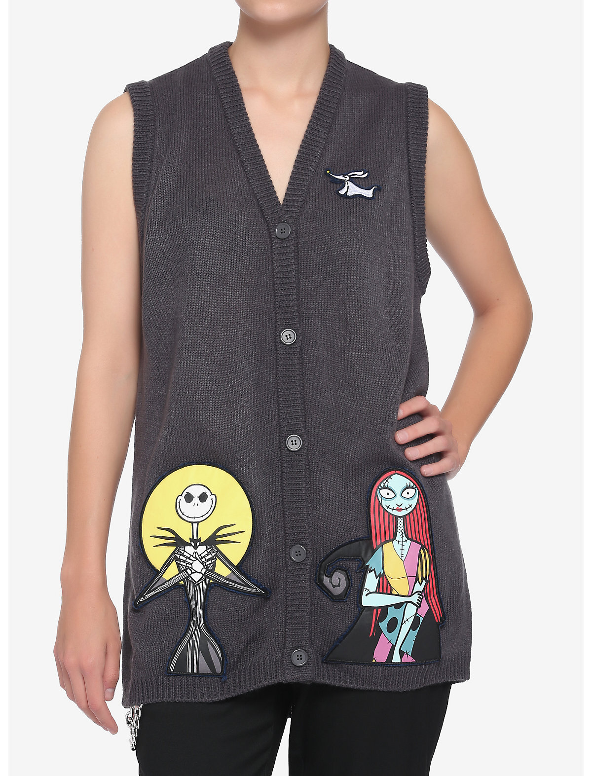 The Nightmare Before Christmas Jack &amp; Sally Applique Girl Sweater Vest
