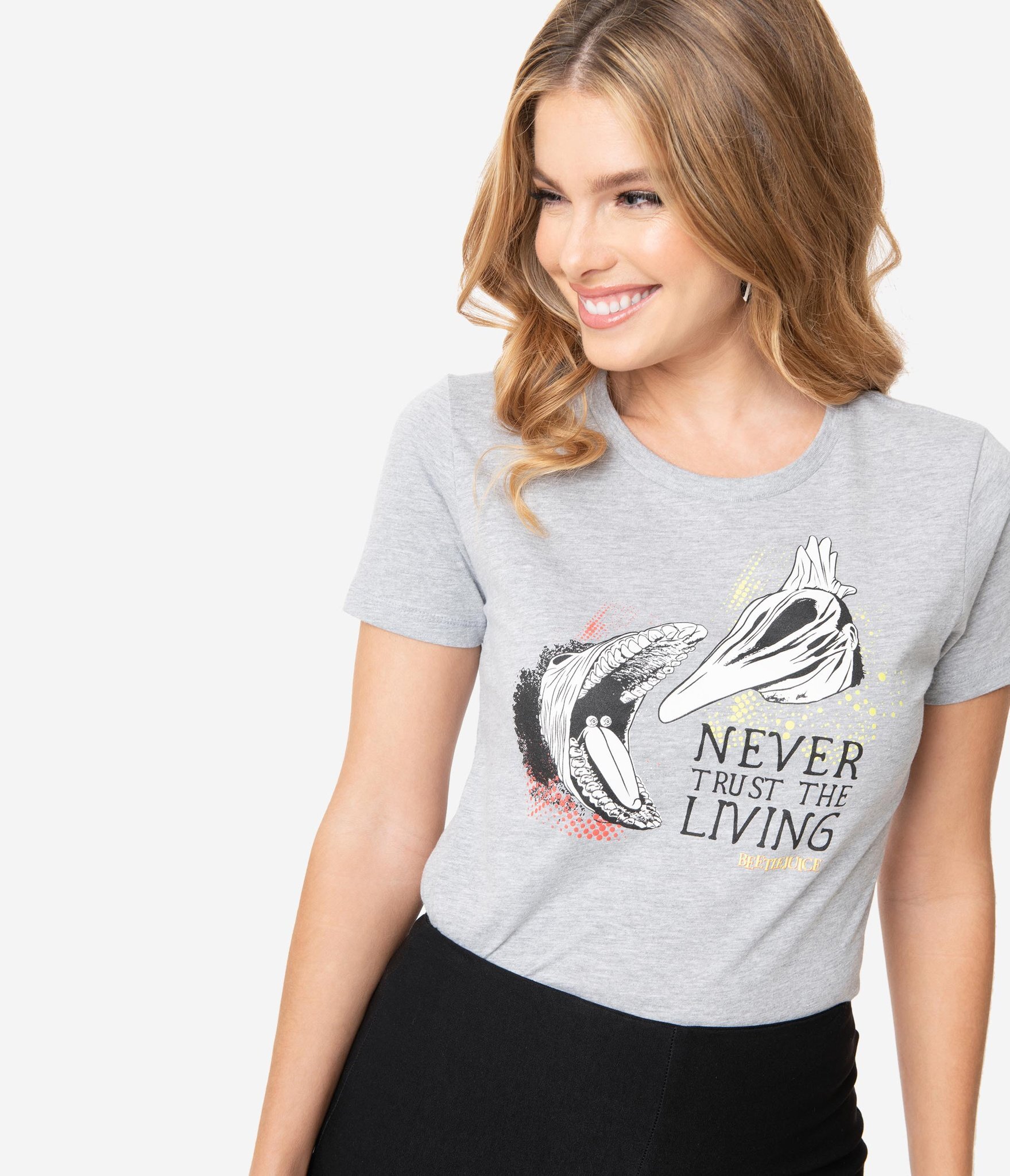 Preorder - Beetlejuice x Unique Vintage Never Trust The Living Womens Tee