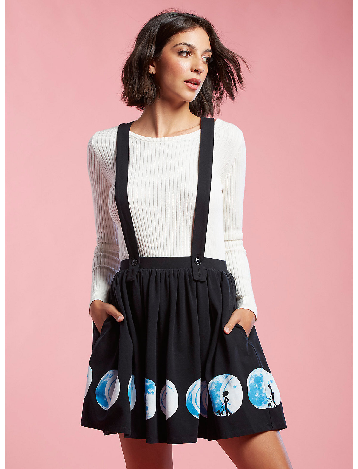 Coraline Button Moon Suspender Skirt