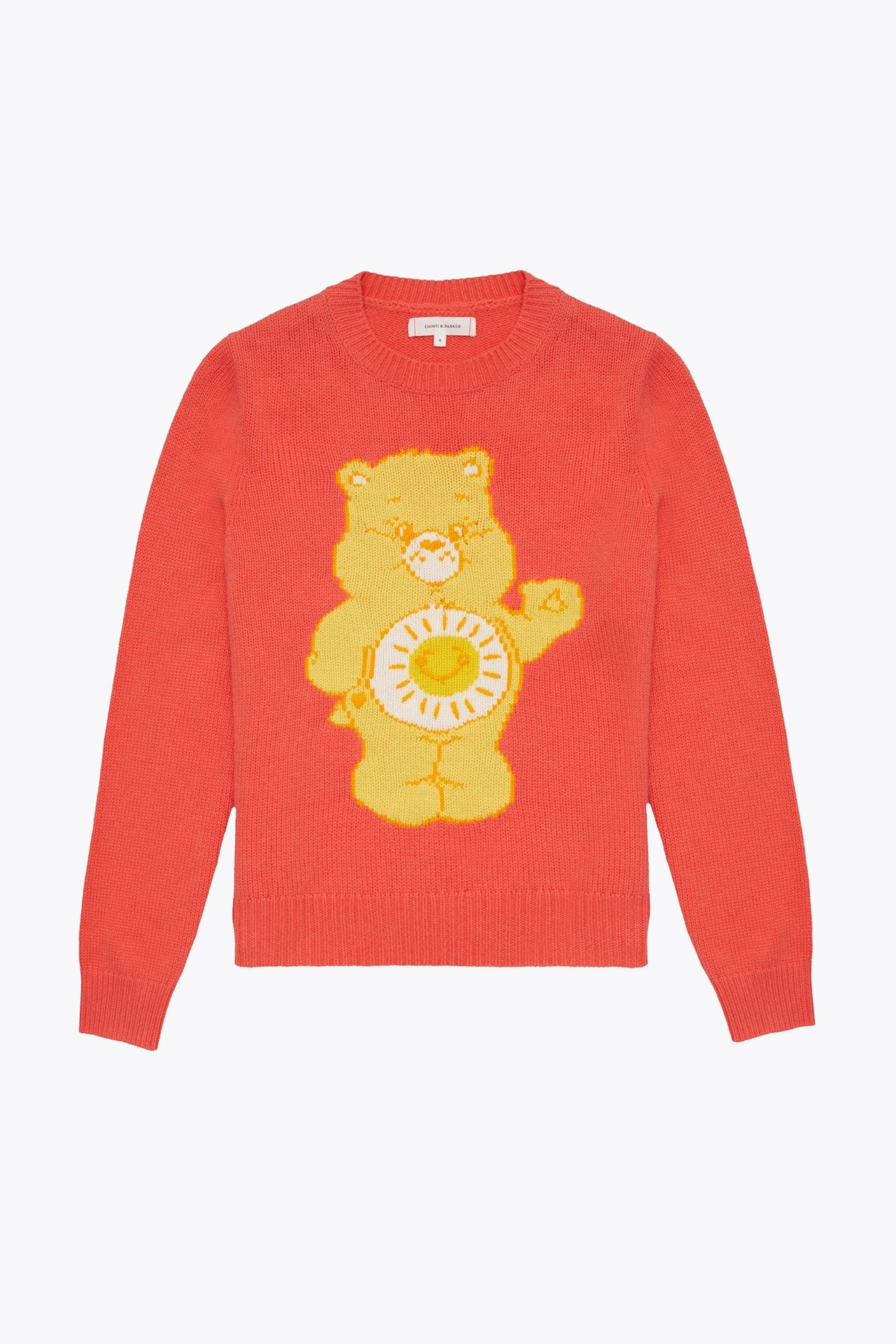 Coral Funshine Bear Wool-Cashmere Sweater