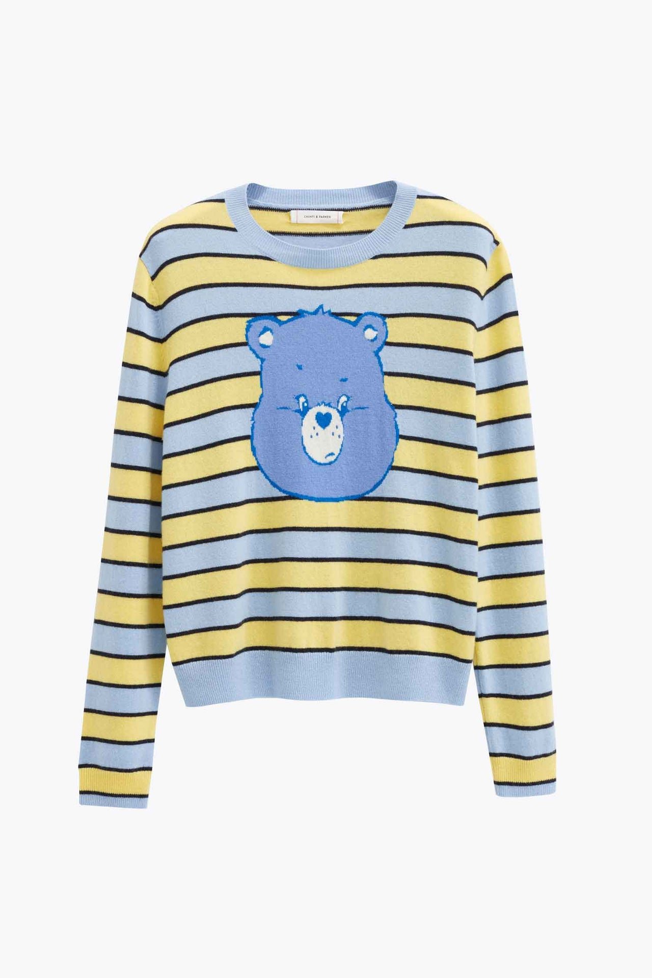 Blue Grumpy Bear Striped Wool-Cashmere Sweater