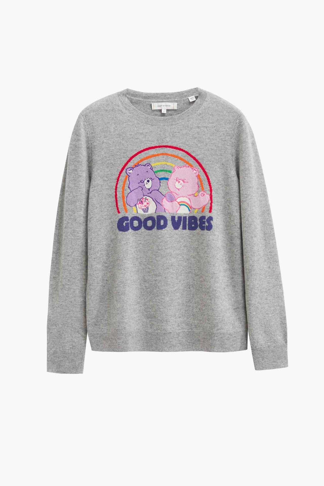 Grey Good Vibes Care Bear Wool-Cashmere Sweater