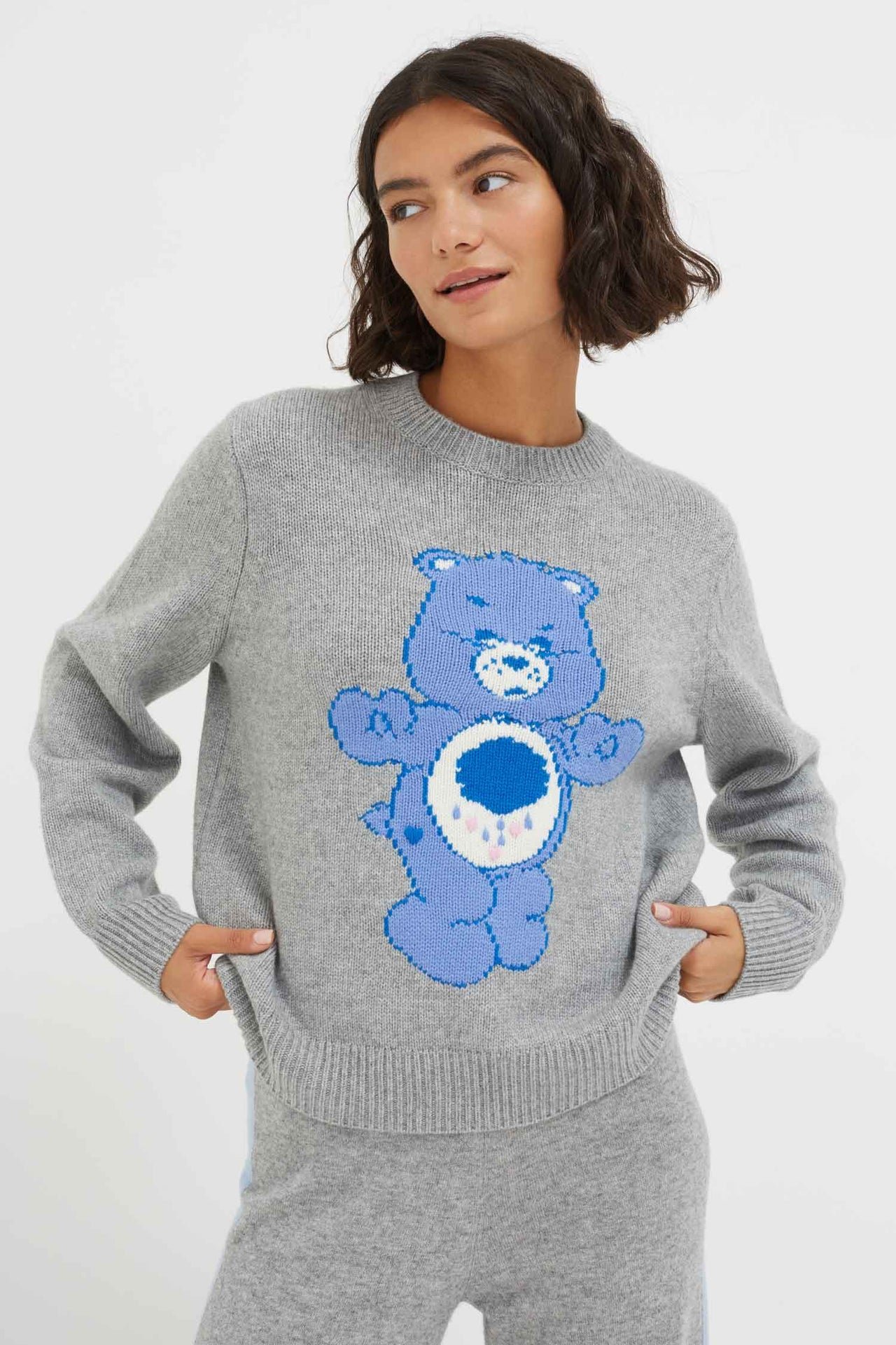 Grey Grumpy Bear Wool-Cashmere Sweater