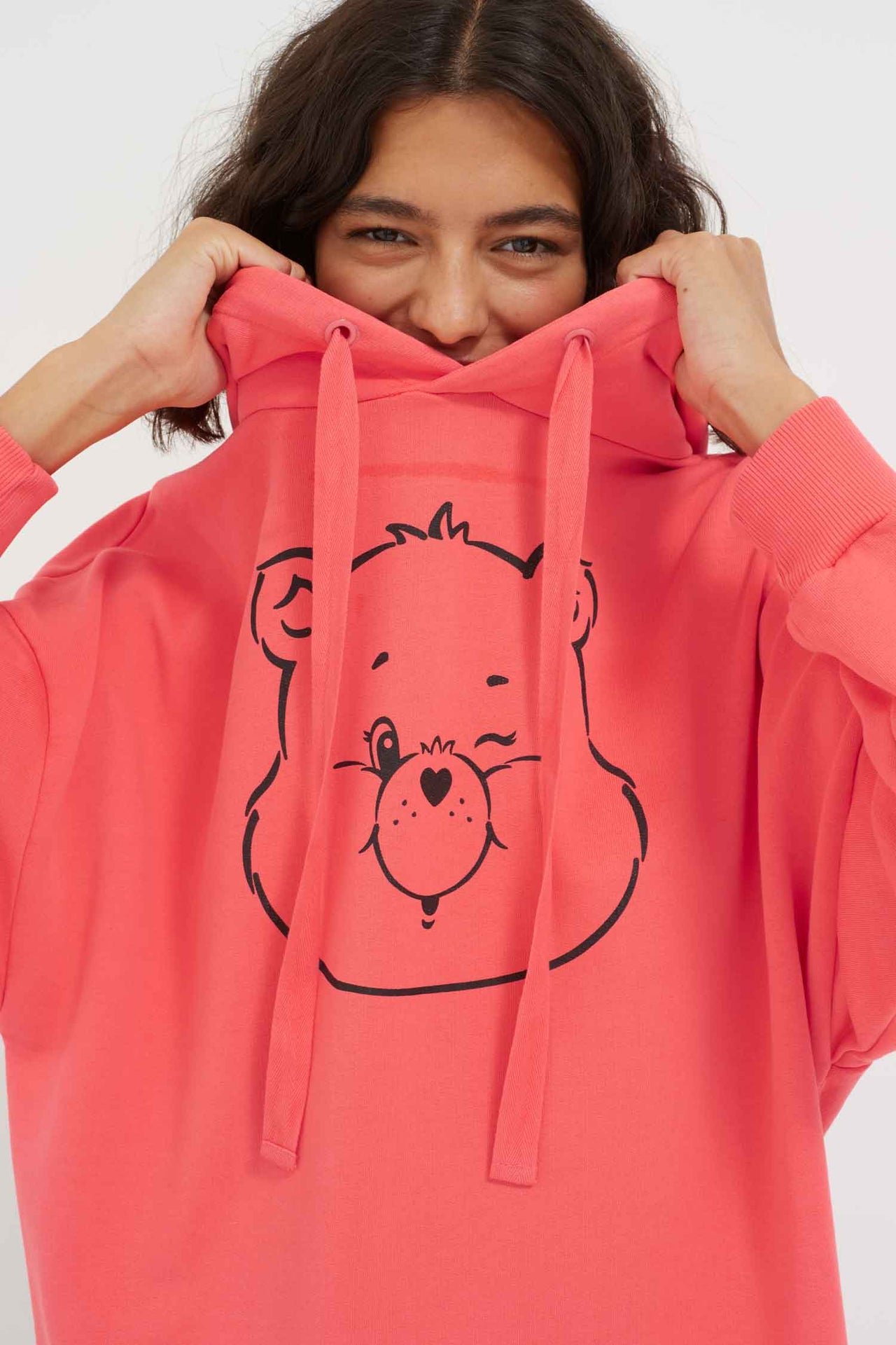 Coral Lucky Care Bears Cotton Hoodie