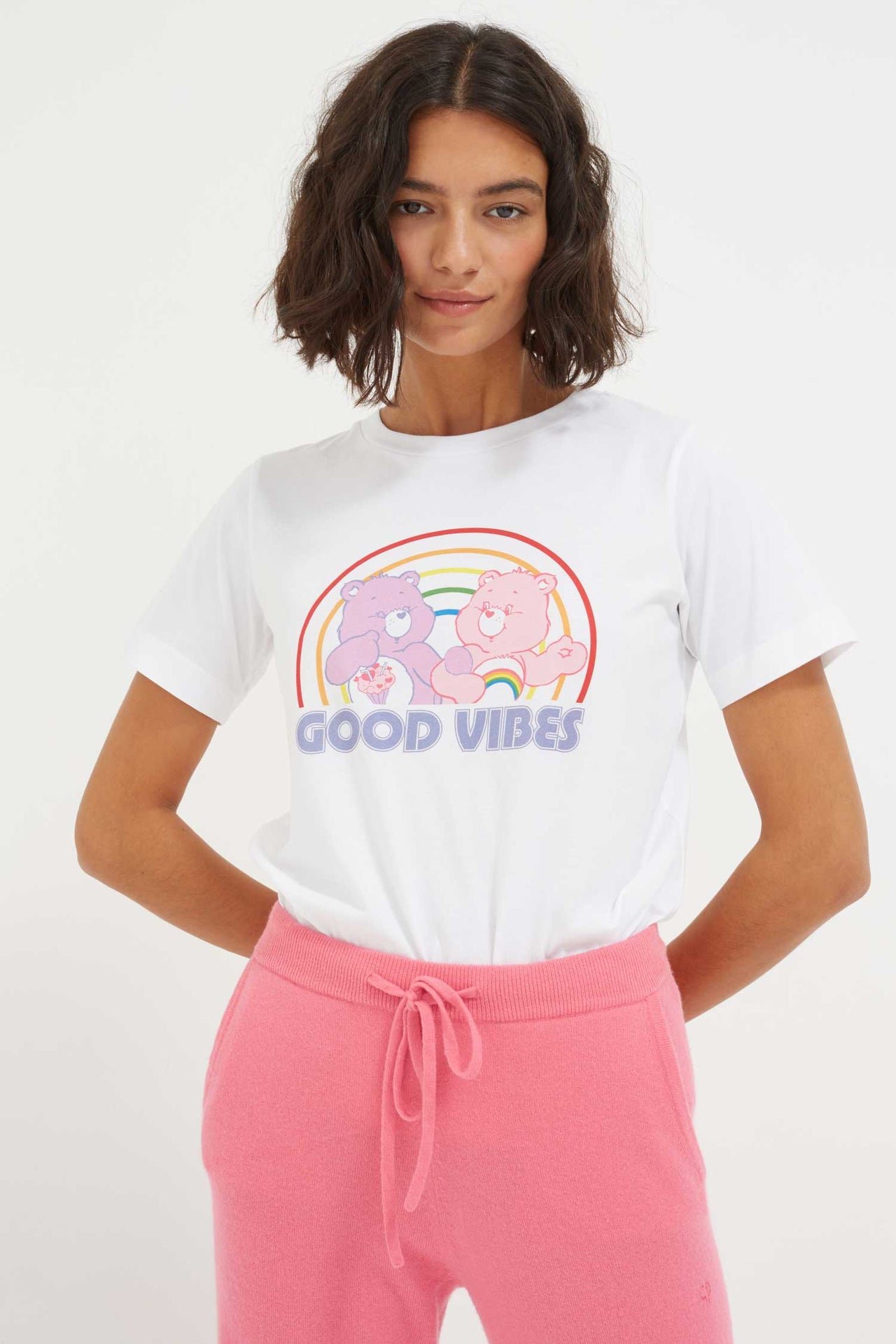 White Good Vibes Care Bears Cotton T-Shirt