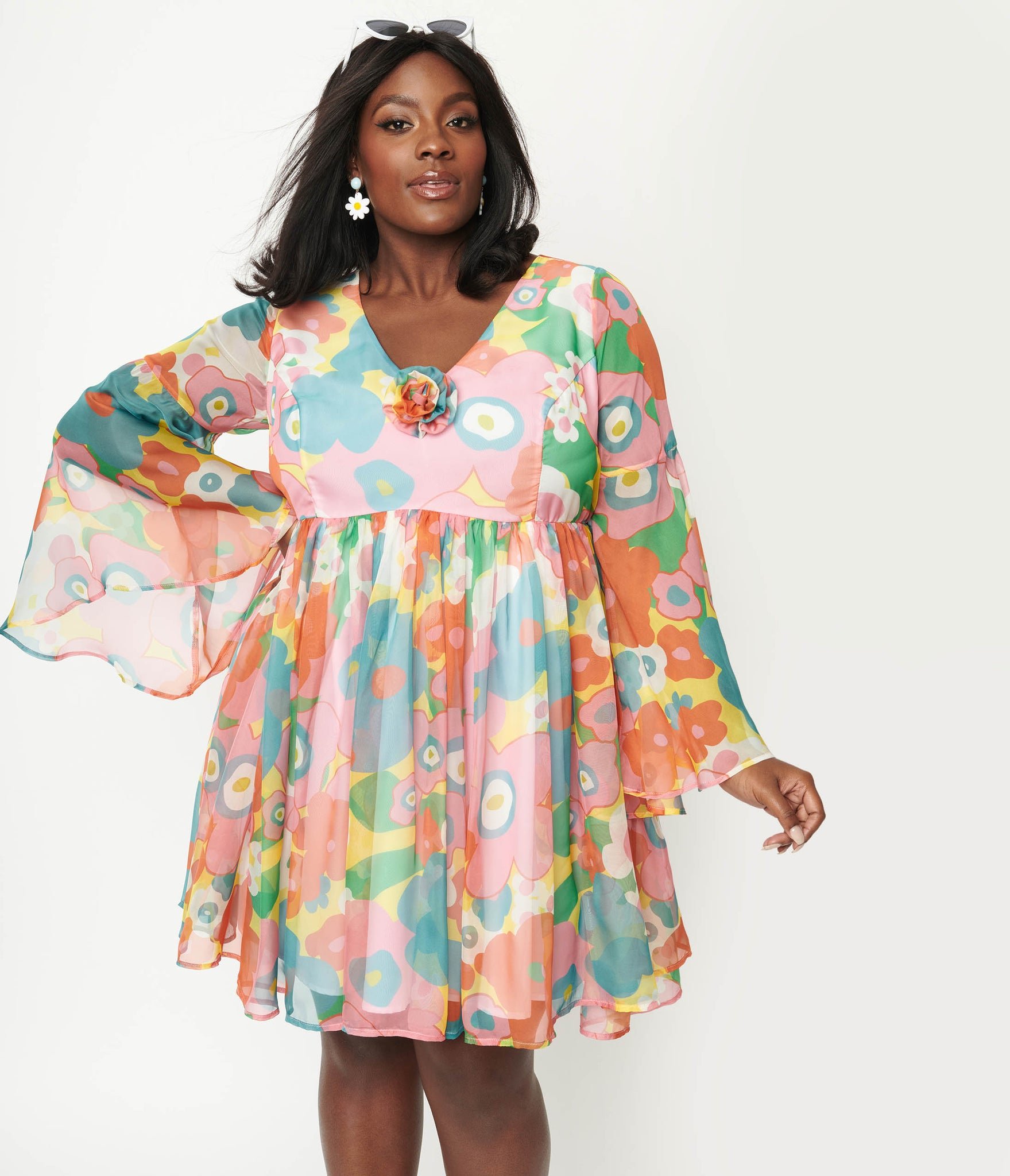 Barbie x Unique Vintage Plus Size Flower Wower Babydoll Dress