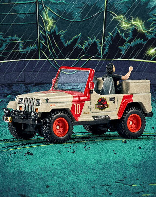 Hot Wheels Jurassic Park Jeep Wrangler &amp; Dr. Ian Malcolm