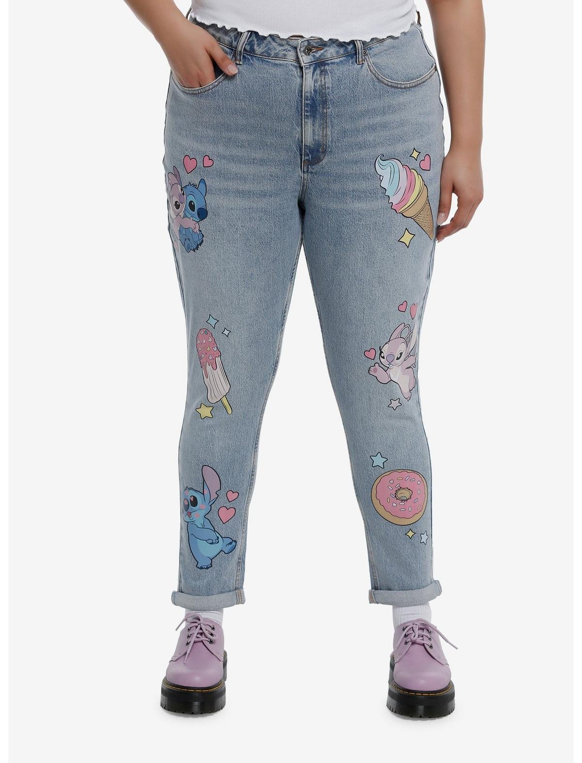 Her Universe Disney Lilo &amp; Stitch Angel Sweets Mom Jeans Plus Size