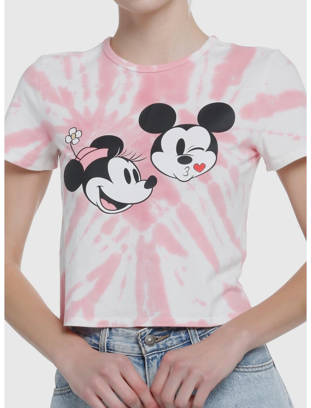 Her Universe Disney Mickey Mouse &amp; Minnie Mouse Kiss Tie-Dye Crop T-Shirt