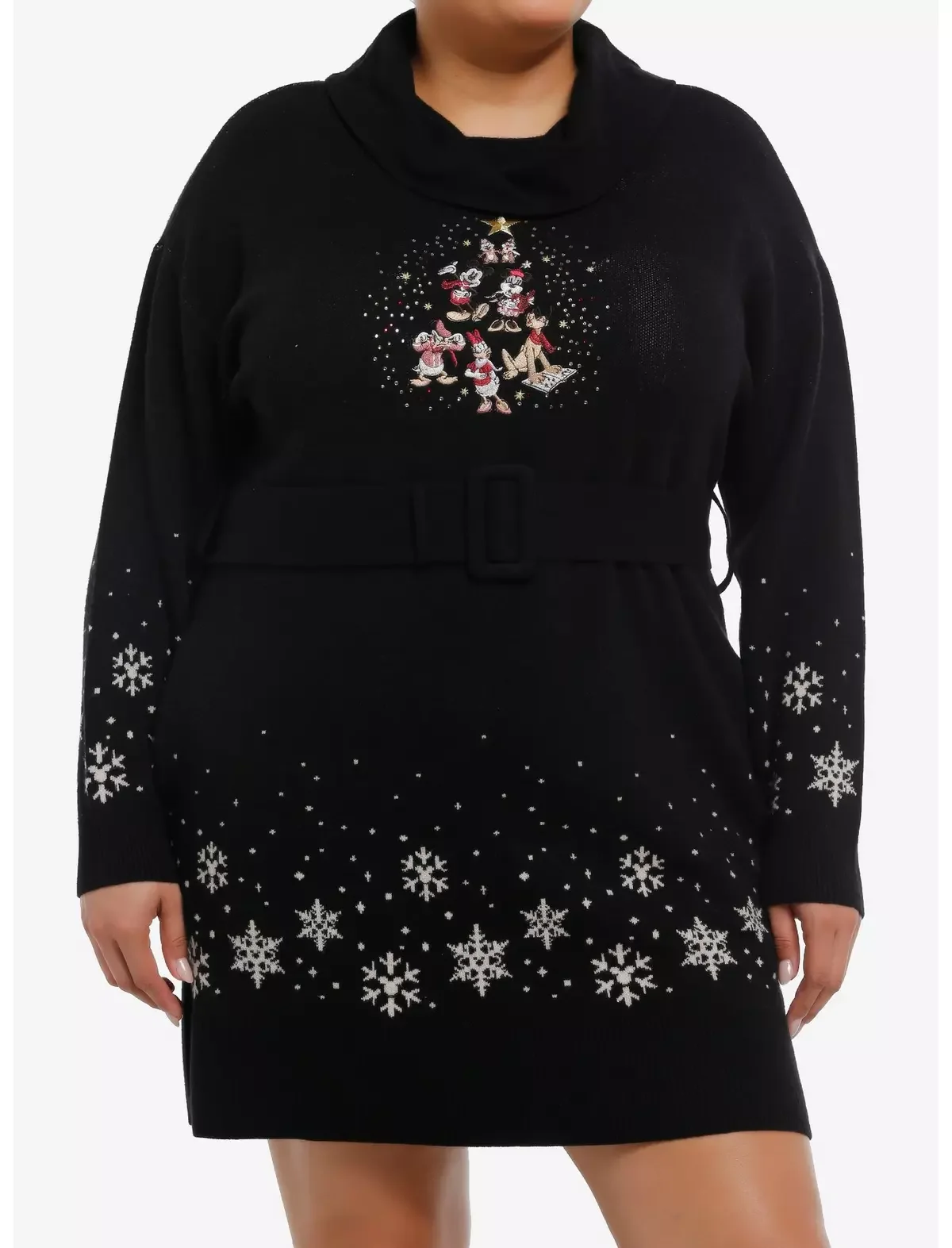 Her Universe Disney Mickey Mouse And Friends Snowflake Sweater Dress Plus Size Her Universe Exclusive