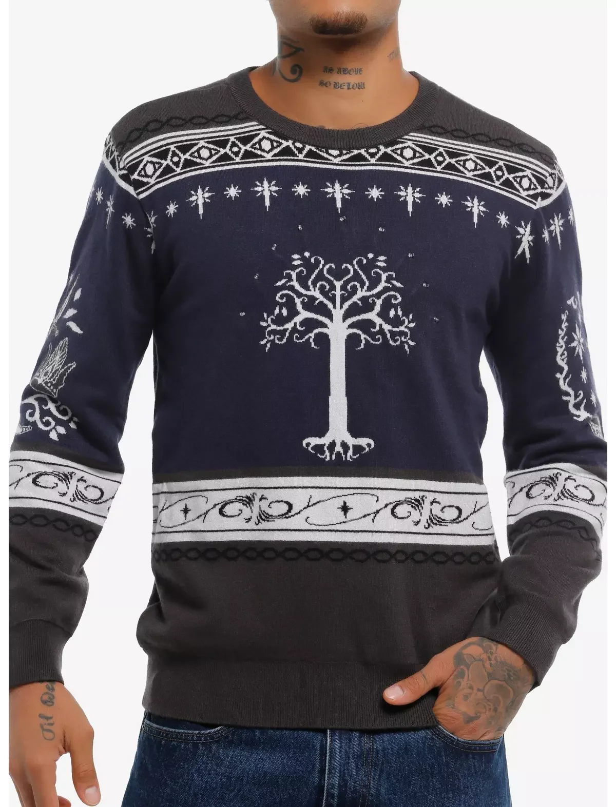 Our Universe The Lord Of The Rings Tree Of Gondor Light-Up Holiday Sweater Our Universe Exclusive