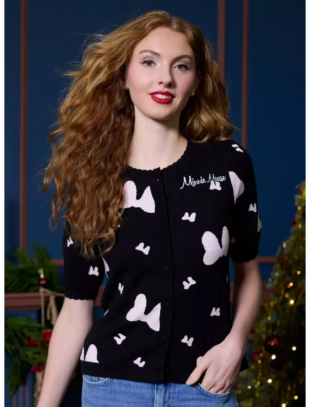 Her Universe Disney Minnie Mouse Bow Short-Sleeve Cardigan Her Universe Exclusive