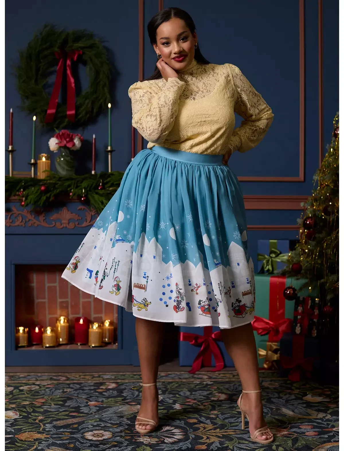 Her Universe Disney Mickey Mouse And Friends Snow Day Retro Skirt Plus Size Her Universe Exclusive