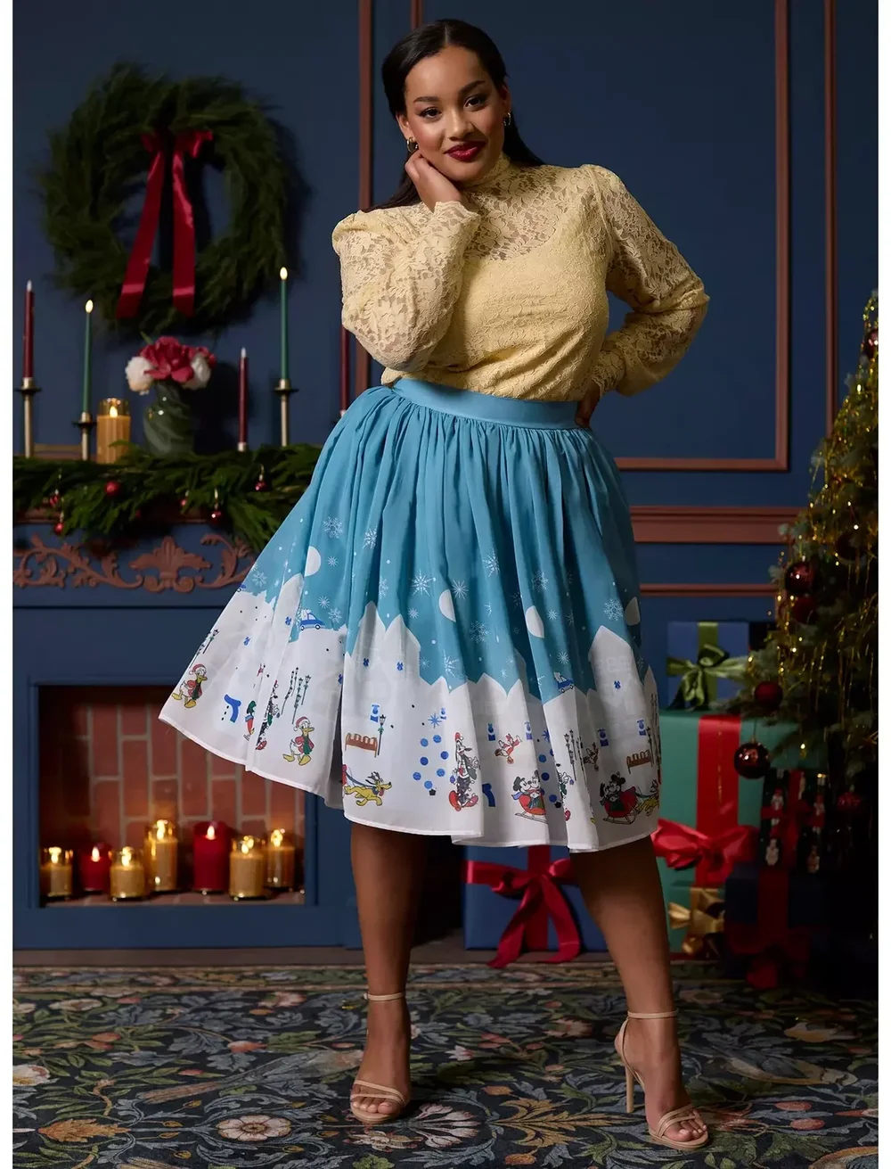 Her Universe Disney Mickey Mouse And Friends Snow Day Retro Skirt Plus Size Her Universe Exclusive