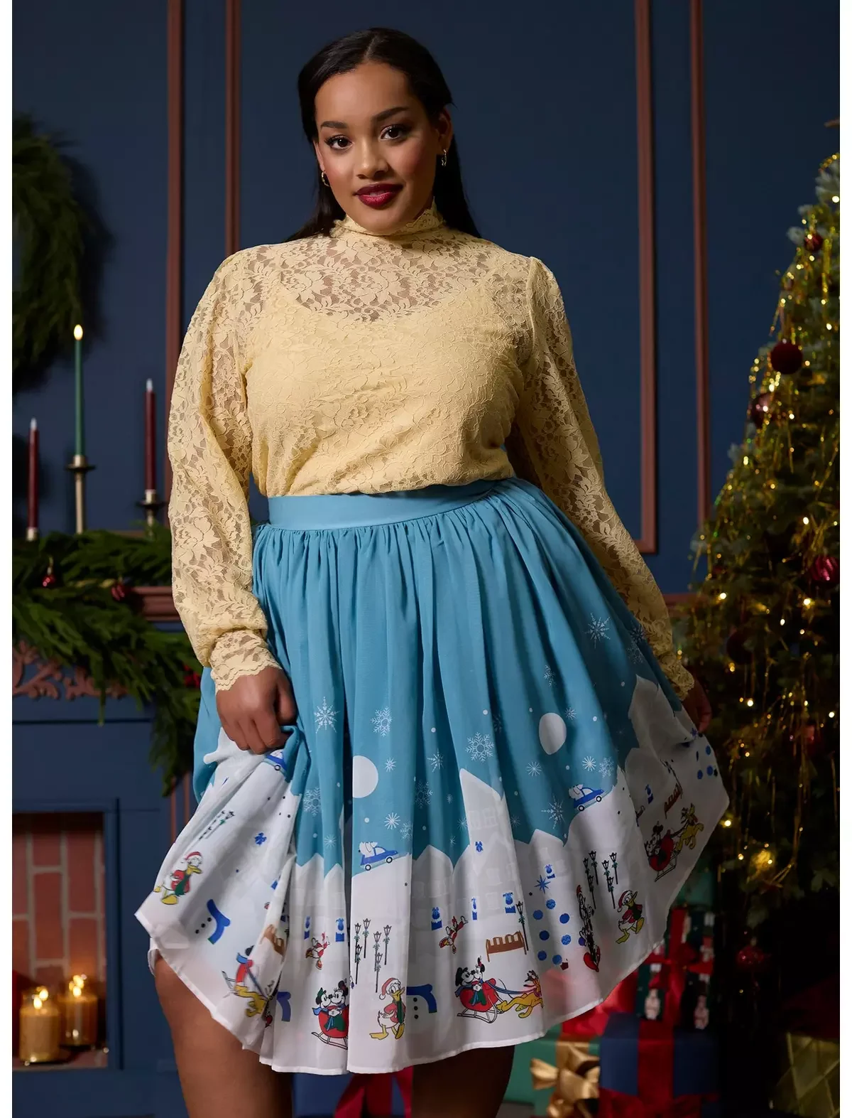 Her Universe Disney Mickey Mouse And Friends Snow Day Retro Skirt Plus Size Her Universe Exclusive