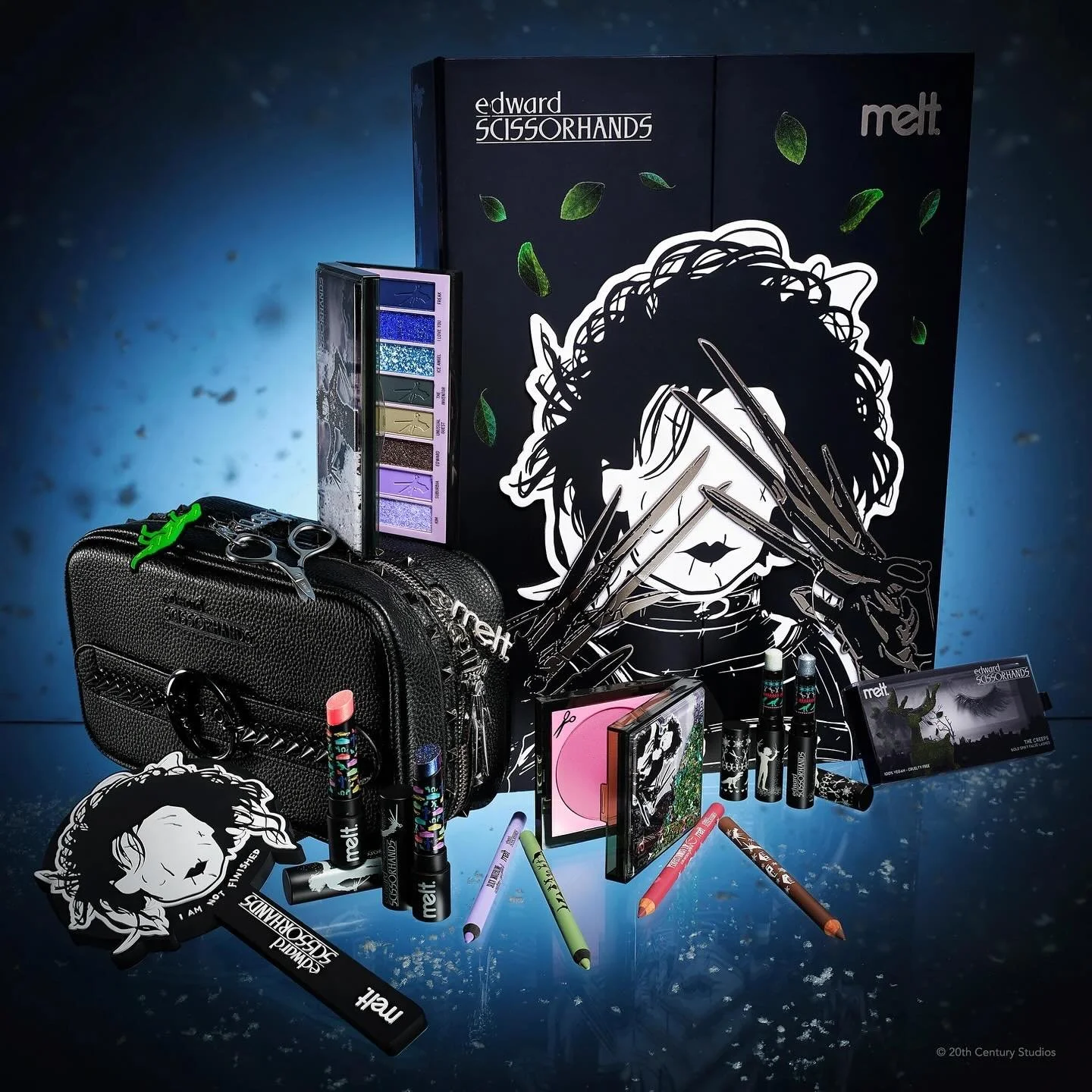 Your winged liner just got dangerously sharp. 🖤💅 The new Melt Cosmetics x&nbsp;Edward Scissorhands&nbsp;collection is here &mdash; icy eyeshadows, pastel liners, spiky lashes, and a touch of Burton magic. ✂️💄 Launching Nov. 10 and the perfect stoc
