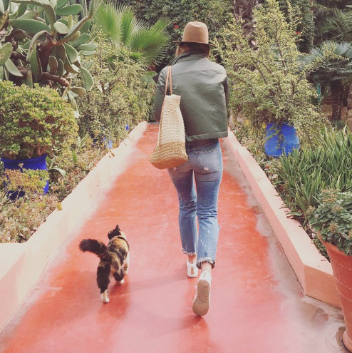  Strolling through the gardens with a new, four-legged friend, in tow. 