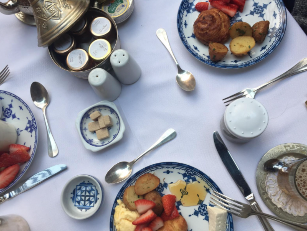  Breakfast at La Sultana Marrakech. “French culture is fused with Moroccan cuisine by way of freshly baked pastries. We took full advantage of this.” 
