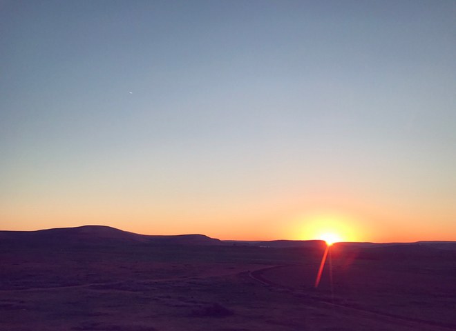  “At 6am, driving to Casablanca International airport, I asked my driver if he wouldn’t mind pulling over so I could take a photo of the sunrise over the Atlas Mountains. I think he was amused and happily led me to a small road with this view. It was