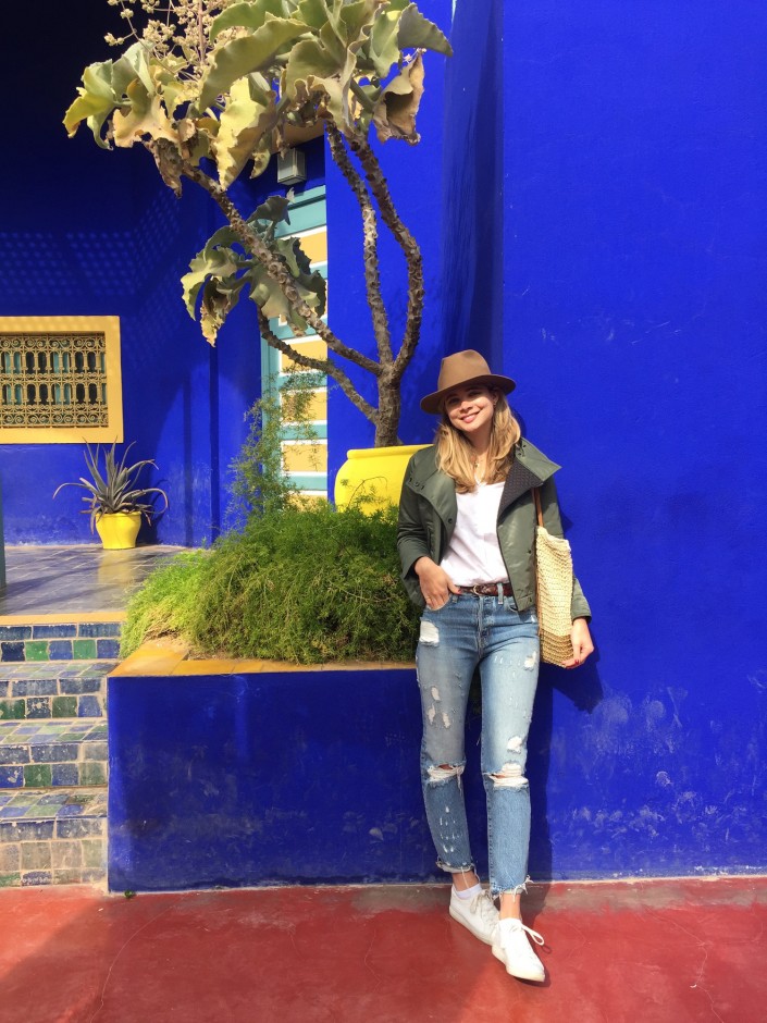  “Hi, YSL! We visited Yves Saint Laurent’s Jardin Majorelle and roamed through the grounds for hours. Exploring the fish ponds, overgrown cacti, and trees kept us distracted before discovering the Berber museum.” 