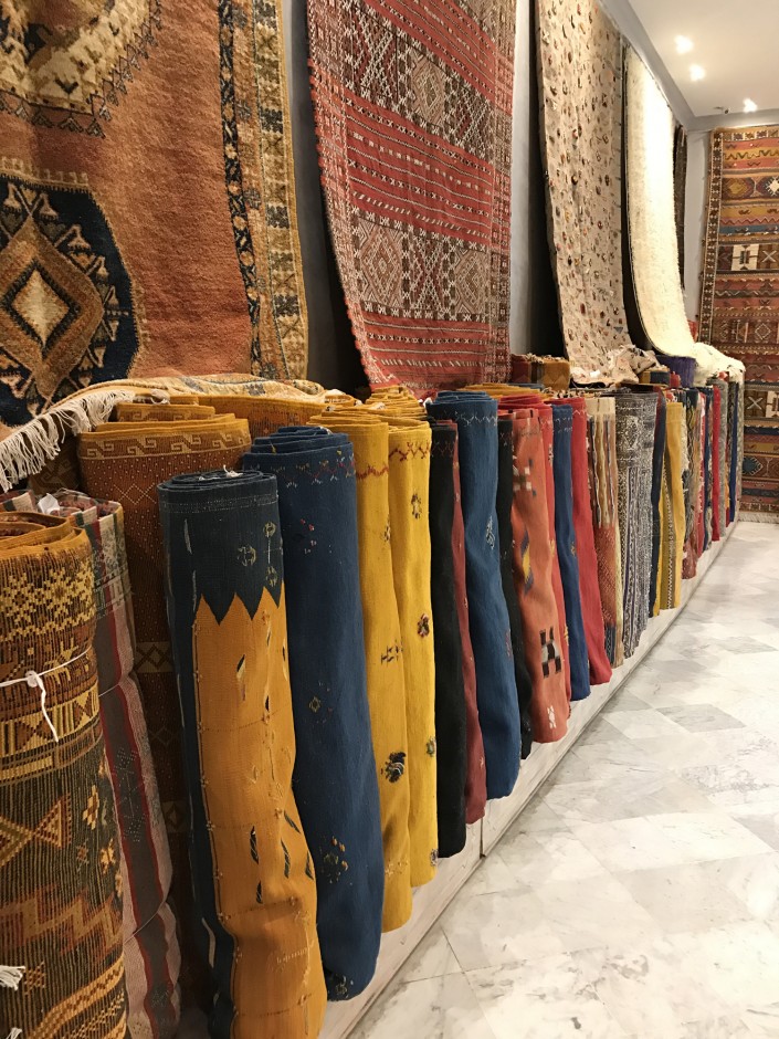  “We arrived at Aux Merveilles de Marrakech, a shop famous for their selection of handmade Berber rugs. Fettah and his team made us feel immediately at home and began showing us an incredible array of beautiful tapestries and rugs.” 
